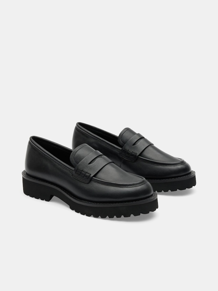 Hush Black Blake Cleated Leather Loafers - Image 2 of 4 Hush Black Blake Cleated Leather Loafers - Image 2 of 4
