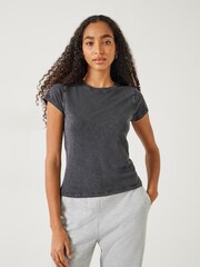 Hush Grey Ava Fitted 100% Cotton Slub T-Shirt - Image 1 of 5