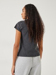 Hush Grey Ava Fitted 100% Cotton Slub T-Shirt - Image 3 of 5