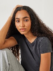 Hush Grey Ava Fitted 100% Cotton Slub T-Shirt - Image 4 of 5