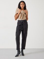 Hush Black High Waist Belted Trousers - Image 1 of 8