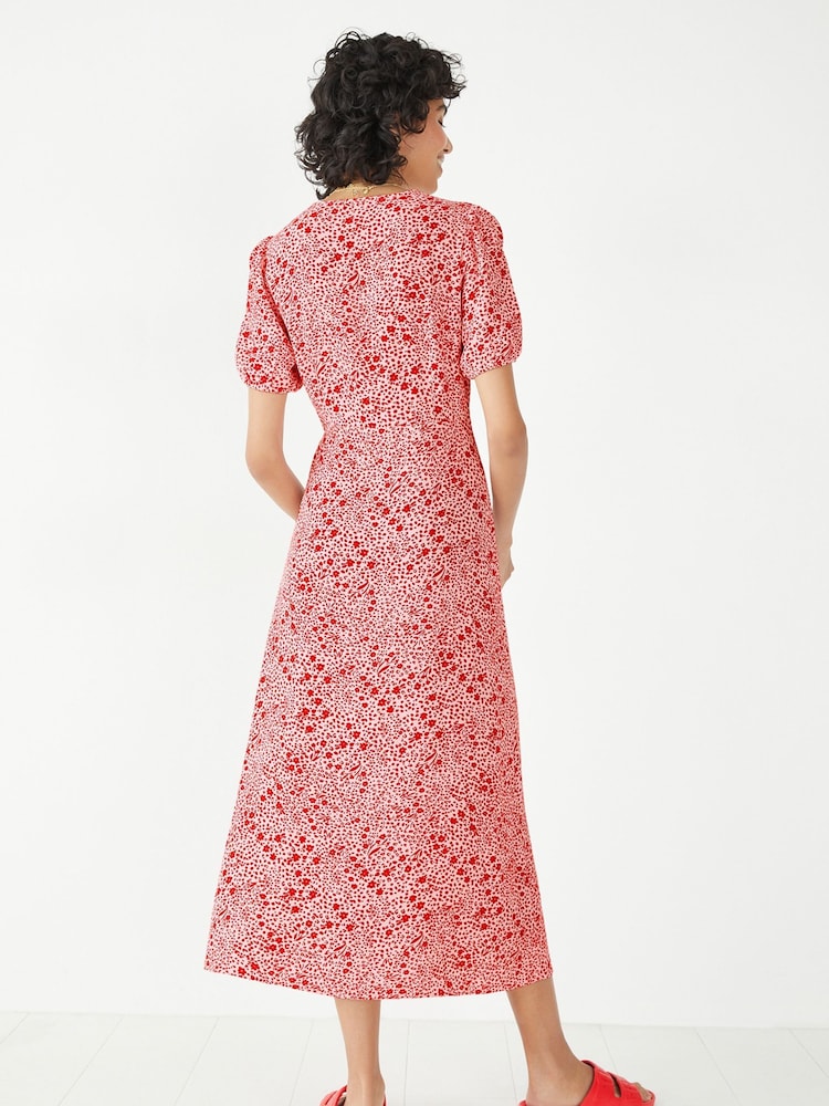Hush Red Juliette Midi Tea Dress - Image 2 of 5