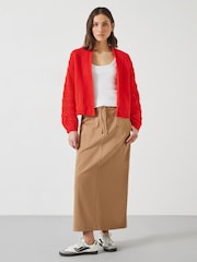 Hush Red Pixie Knitted Edge To Edge Cotton Cardigan - Image 1 of 5