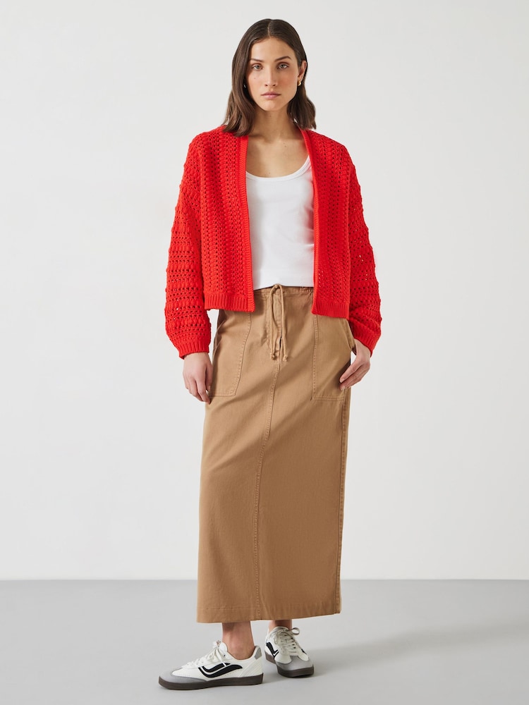 Hush Red Pixie Knitted Edge To Edge Cotton Cardigan - Image 1 of 5
