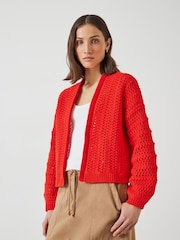 Hush Red Pixie Knitted Edge To Edge Cotton Cardigan - Image 2 of 5