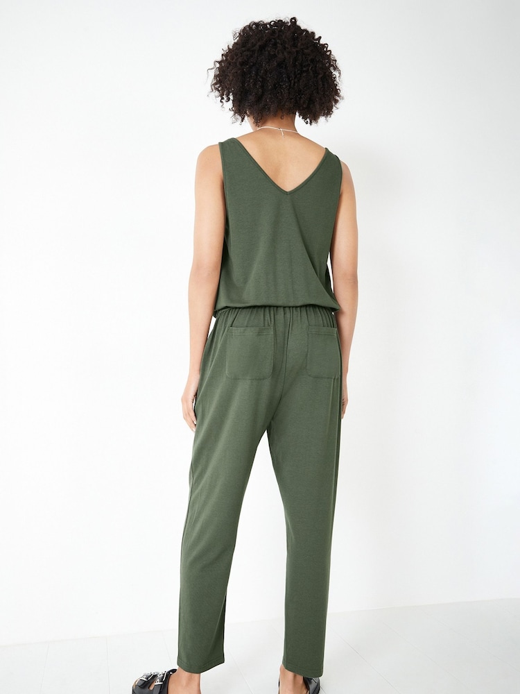 Hush Green Cropped Jersey Jumpsuit - Image 4 of 5