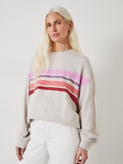 Hush Cream Eden Stripe Oversized Sweatshirt - Image 1 of 4
