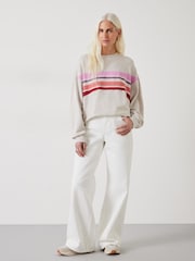 Hush Cream Eden Stripe Oversized Sweatshirt - Image 2 of 4