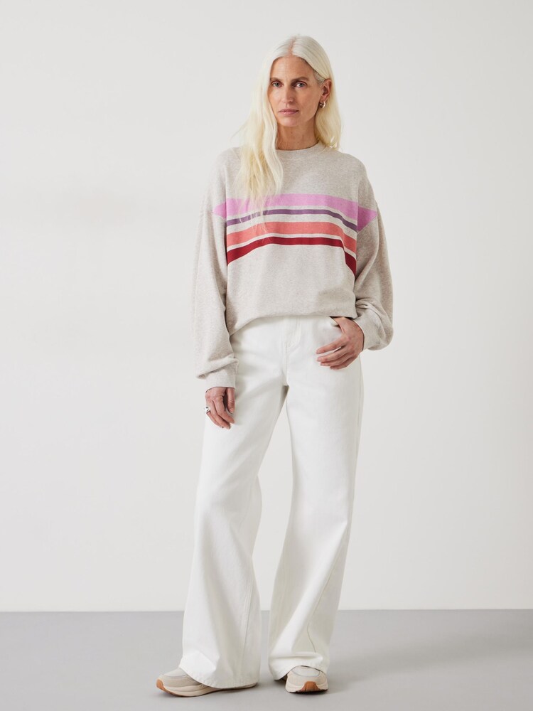 Hush Cream Eden Stripe Oversized Sweatshirt - Image 2 of 4