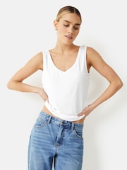 Hush White Sally V-Neck Jersey Vest Top - Image 6 of 6
