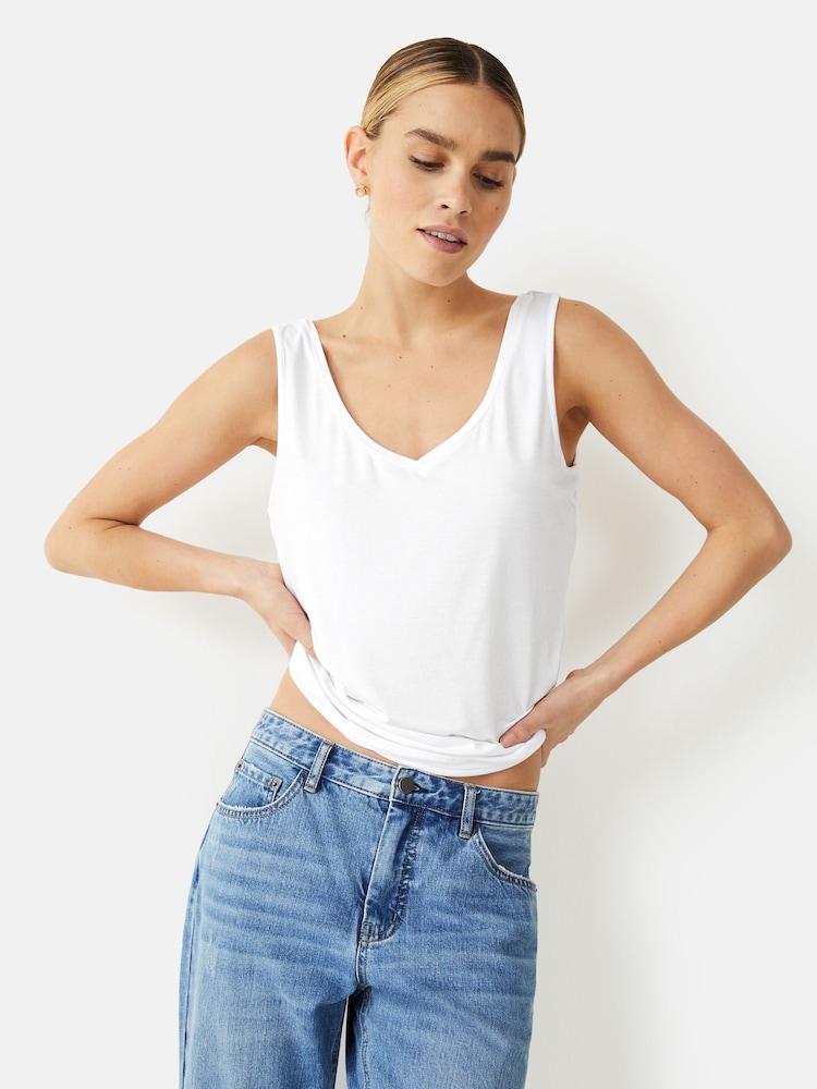 Hush White Sally V-Neck Jersey Vest Top - Image 6 of 6