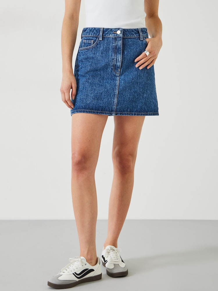 Hush Blue 100% Cotton Saachi Denim Mini Skirt - Image 2 of 5