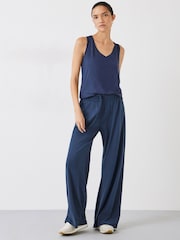 Hush Blue Sally V-Neck Jersey Vest Top - Image 1 of 4