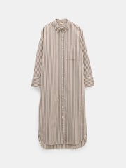 Hush Brown Sahra Maxi 100% Cotton Stripe Shirt Dress - Image 4 of 4