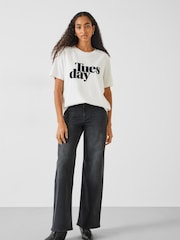 Hush White Tuesday Graphic 100% Cotton T-Shirt - Image 2 of 5