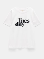 Hush White Tuesday Graphic 100% Cotton T-Shirt - Image 5 of 5