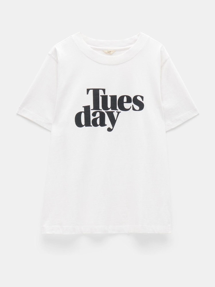 Hush White Tuesday Graphic 100% Cotton T-Shirt - Image 5 of 5