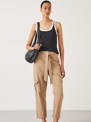 Hush Brown High Waist Belted Trousers - Image 1 of 5