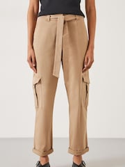 Hush Brown High Waist Belted Trousers - Image 2 of 5