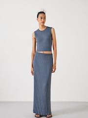 Hush Grey Mazey Wide Rib Knitted Skirt - Image 1 of 5