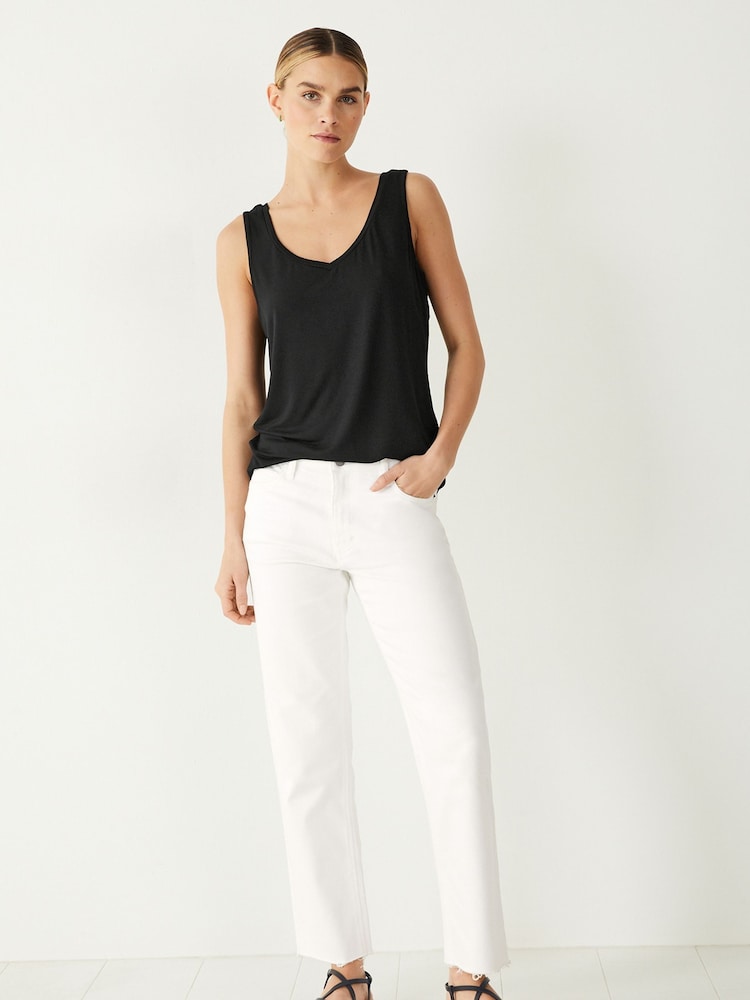 Hush Black Sally V-Neck Jersey Vest Top - Image 1 of 5