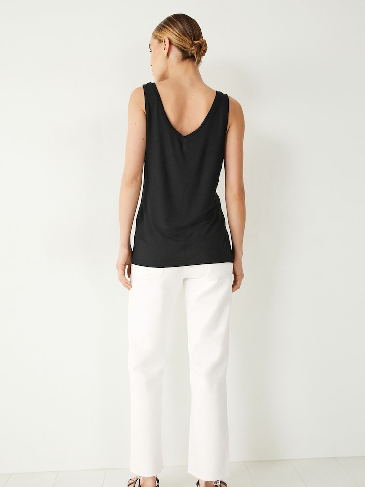 Hush Black Sally V-Neck Jersey Vest Top - Image 2 of 5