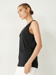 Hush Black Sally V-Neck Jersey Vest Top - Image 3 of 5