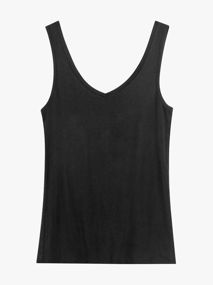 Hush Black Sally V-Neck Jersey Vest Top - Image 5 of 5