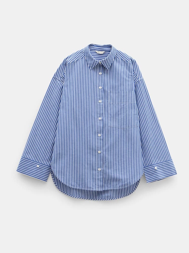 Hush Blue 100% Cotton Indy Stripe Shirt - Image 5 of 5 Hush Blue 100% Cotton Indy Stripe Shirt - Image 5 of 5