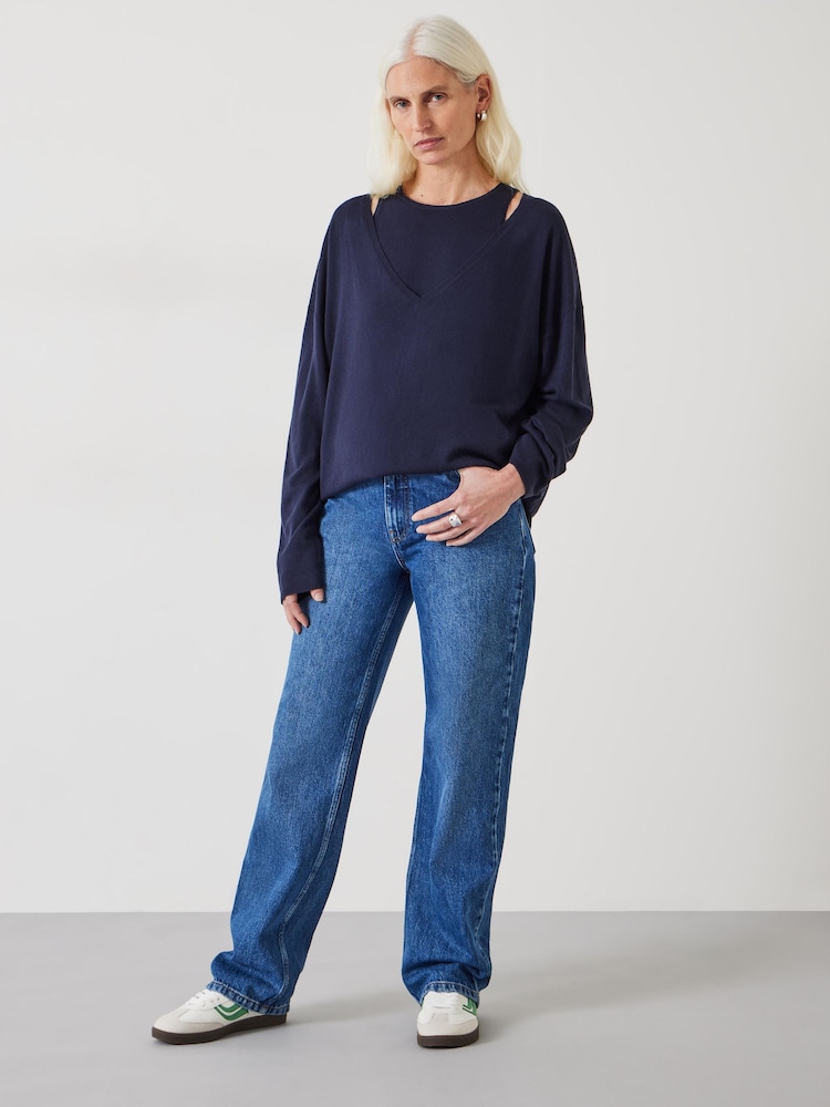 Hush Kitty Super Easy Lässiger Pullover mit V-Ausschnitt - Bild 1 von 5 Hush Kitty Super Easy Lässiger Pullover mit V-Ausschnitt - Bild 1 von 5