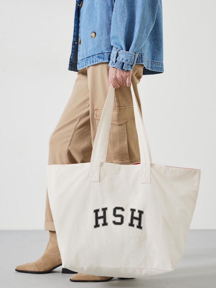 Hush Cream Charlotte Canvas Graphic 100% Cotton Tote Bag - Image 1 of 4