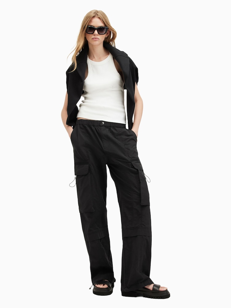 AllSaints Black Barbara Trousers - Image 1 of 8