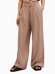 AllSaints Brown Deri Lyn Trousers With Linen - Image 2 of 6