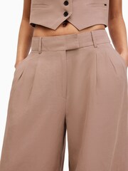 AllSaints Brown Deri Lyn Trousers With Linen - Image 3 of 6