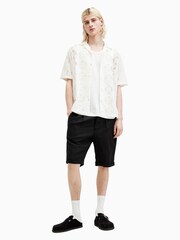 AllSaints Black Ora Tallis Linen Blend Shorts - Image 1 of 6