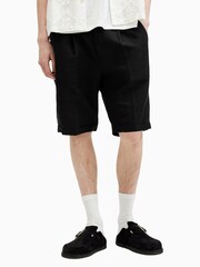 AllSaints Black Ora Tallis Linen Blend Shorts - Image 2 of 6