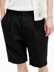 AllSaints Black Ora Tallis Linen Blend Shorts - Image 3 of 6