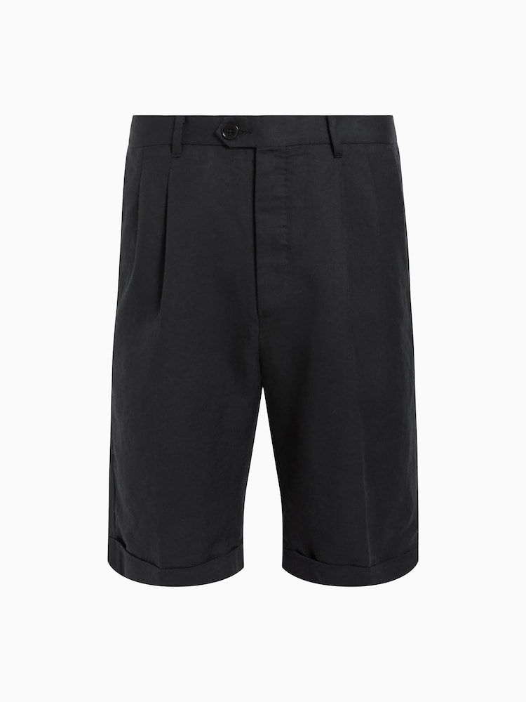 AllSaints Black Ora Tallis Linen Blend Shorts - Image 6 of 6 AllSaints Black Ora Tallis Linen Blend Shorts - Image 6 of 6