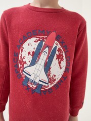 FatFace Red Space Crew Sweater - Image 4 of 5