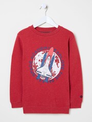 FatFace Red Space Crew Sweater - Image 5 of 5