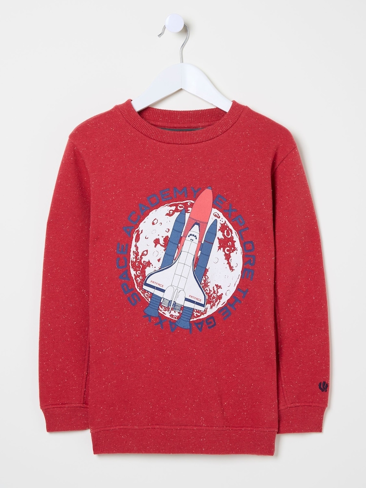 FatFace Red Space Crew Sweater - Image 5 of 5