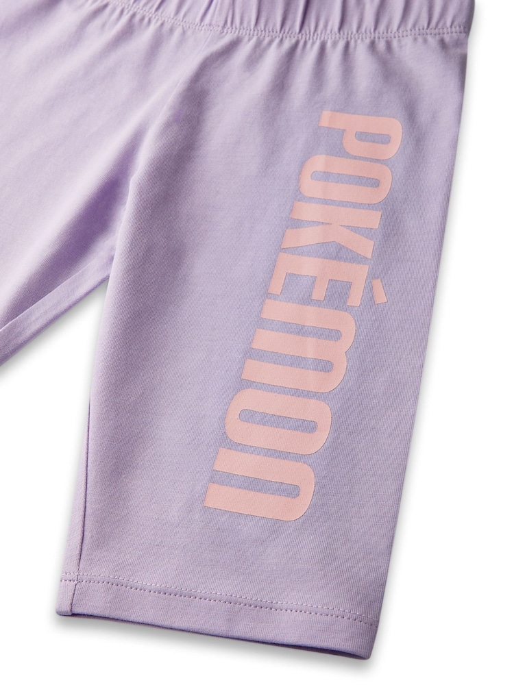 Vanilla Underground Purple Girls Pokemon 100% Cotton T-Shirt and Cycling Shorts Set - Image 6 of 6