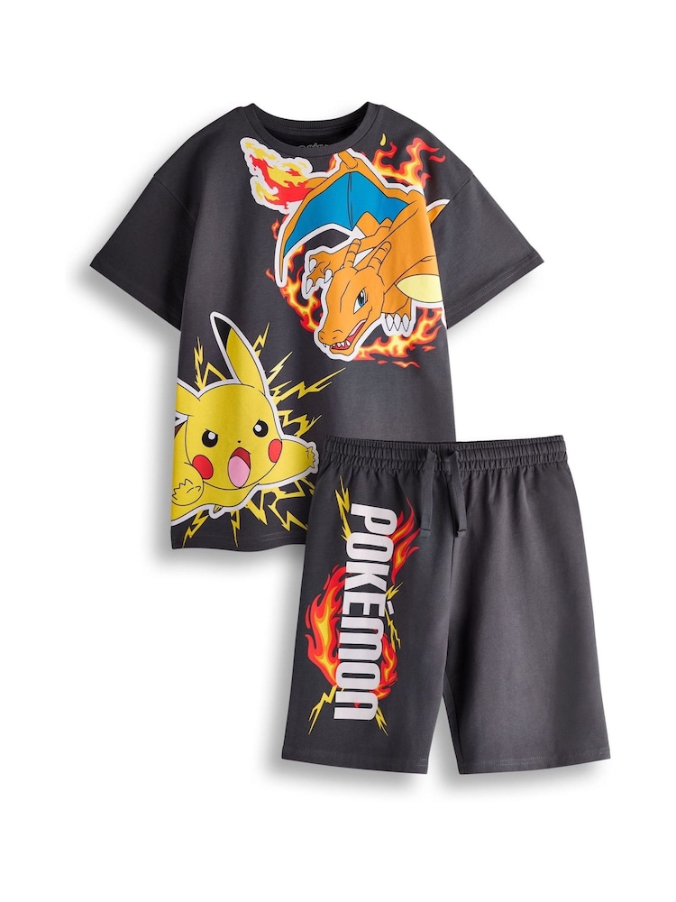 Vanilla Underground Grey Boys Pokemon 100% Cotton T-Shirt and Shorts Set - Image 1 of 6