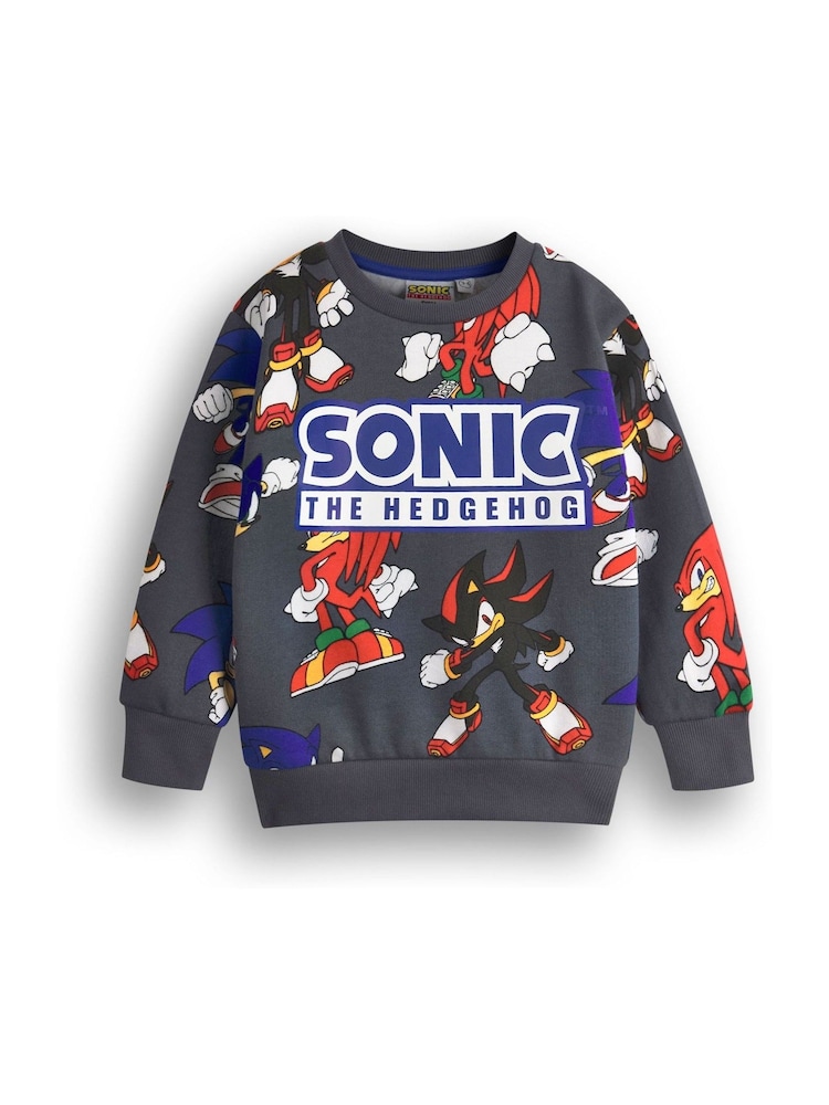 Vanilla Underground Grey Boys Sonic Sweatshirt and Shorts Set - Image 2 of 5