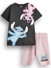 Vanilla Underground Grey Girls 100% Cotton Stitch T-Shirt and Cycling Shorts Set - Image 1 of 6
