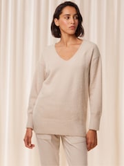 Triumph Cream Smart Thermal V-Neck Sweater - Image 3 of 5
