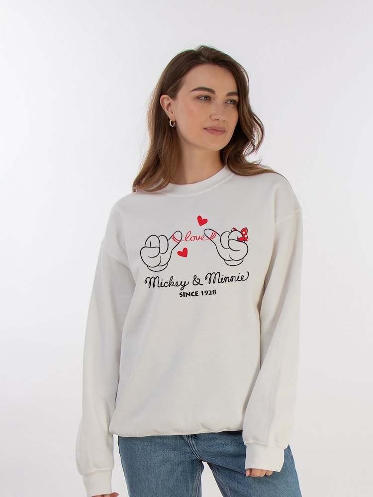 Brands In White Mickey Mouse Love Hands Women Disney Sweatshirt - Image 1 of 3