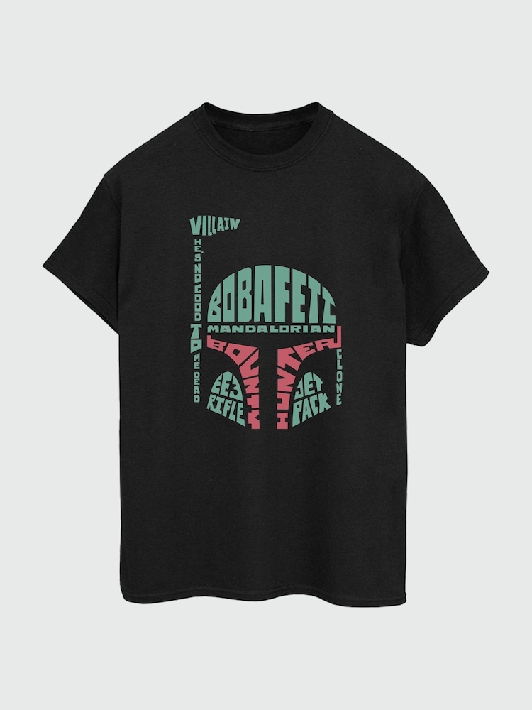 Brands In Black Mens Star Wars Boba Fett Head 100% Cotton T-Shirt - Image 2 of 4