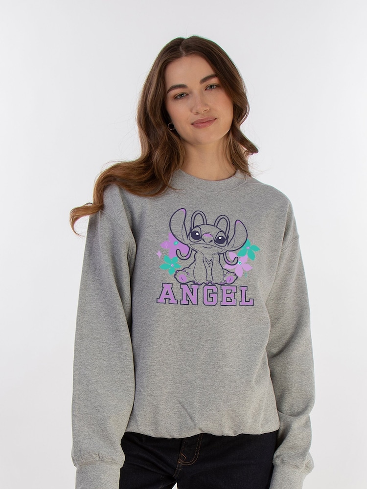 Brands In Grey Lilo & Stitch Angel Women Heather Sweatshirt - Image 1 of 3