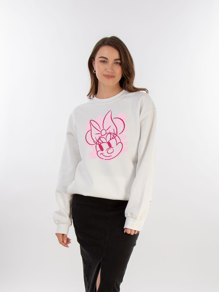 Brands In White Minnie Mouse Bold Style Womens Disney Sweatshirt - Image 1 of 3